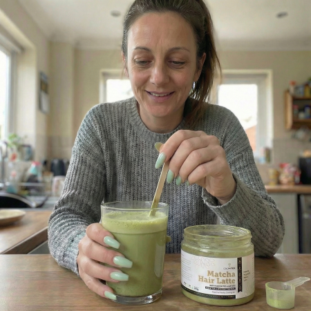 Gut umrühren und das leckere grüne Getränk genießen