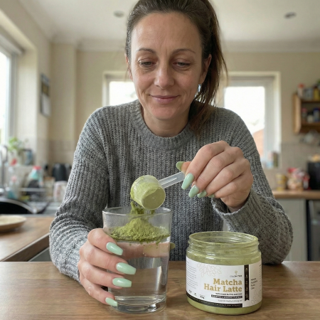 Ajouter 6 g de Matcha Hair Latte