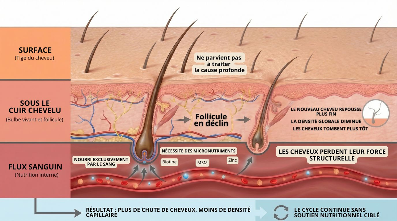 Les soins capillaires topiques ne peuvent pas empêcher la détérioration des follicules