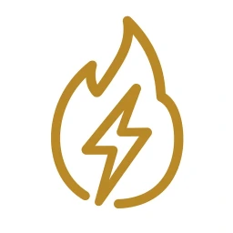 Fettgedrucktes goldenes Symbol einer Flamme