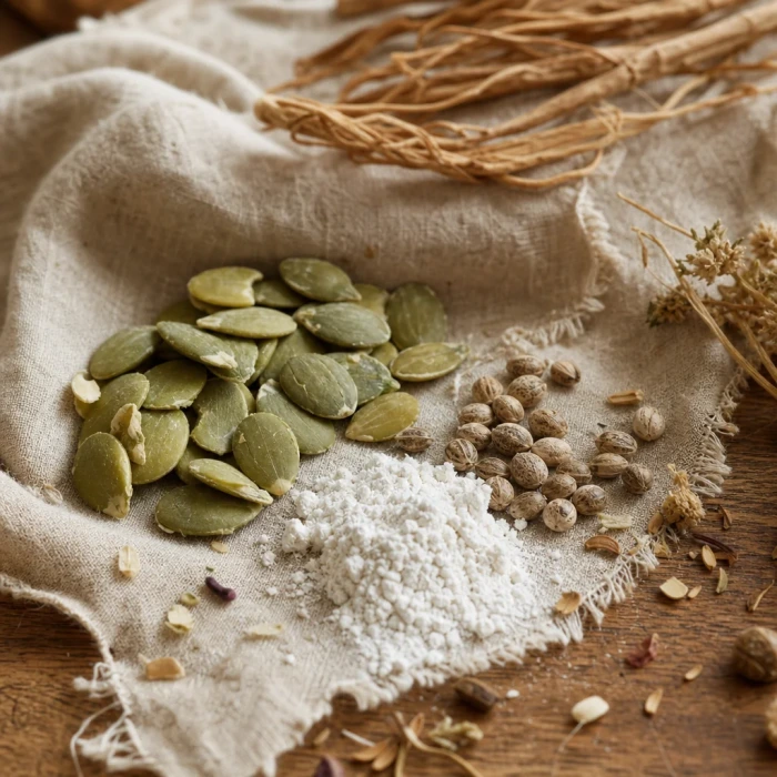 Zinc sources on linen apothecary wood