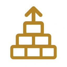 Rebuild stacking blocks icon gold white