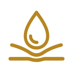 Lubricate droplet flow icon gold white