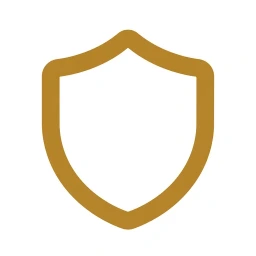 Protect shield icon gold on white
