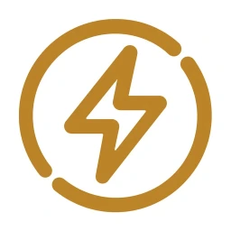 Gold fuel energy lightning bolt icon