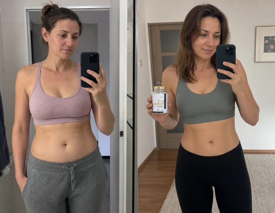 Lisa before and after Gut Relief café