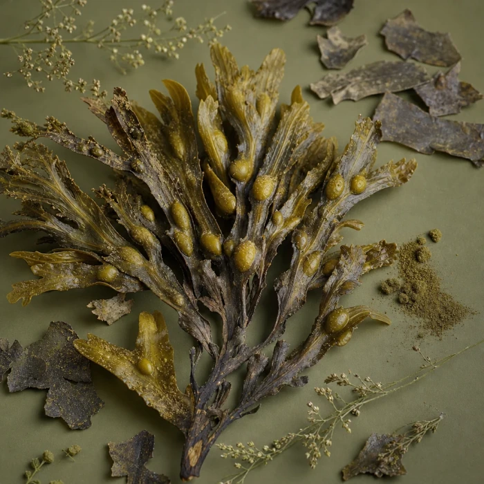 Alga bruna su cartoncino opaco color oliva