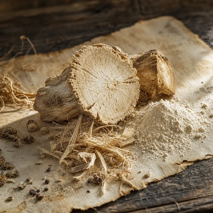 Chicory root and inulin powder on aged