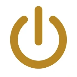 Goldfarbenes Symbol für Aktivierungsleistung auf weißem Hintergrund