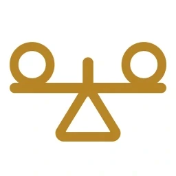 Symbol für eine goldene Waage auf weißem