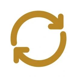Gold infinity loop sustain icon on white