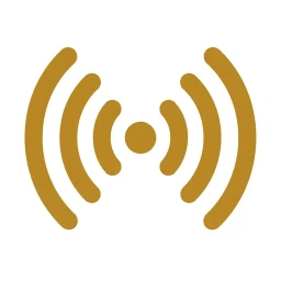 Gold radiating signal wave icon