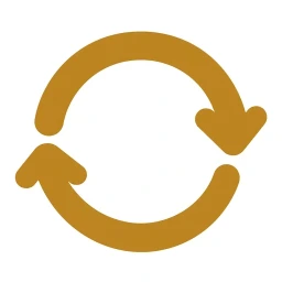 Gold circular renewal arrows icon