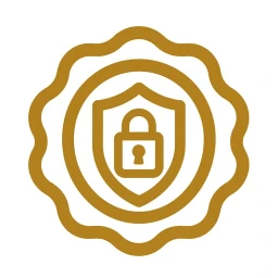 Gold shield seal protection icon