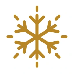 Gold cooling snowflake mechanism icon