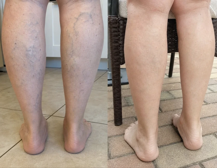 Woman s leg comfort before and after