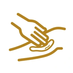 Gold apply gel hand icon