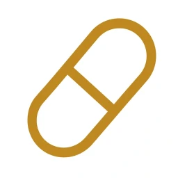 Gold capsule icon on white background