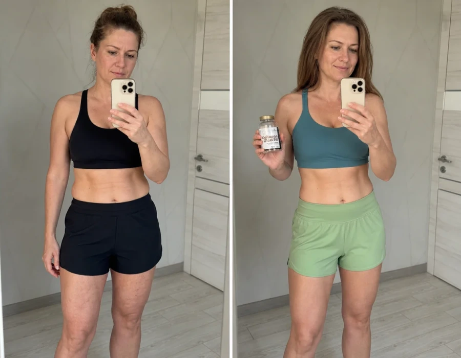 Mirror selfie before and after legs