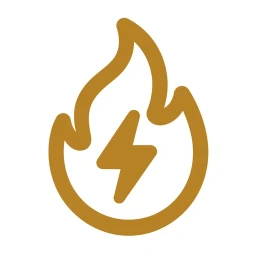 Gold flame metabolism icon on white