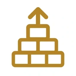 Rebuild stacking blocks icon gold white