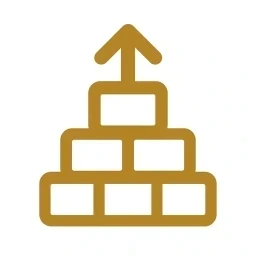 Rebuild stacking blocks icon gold white
