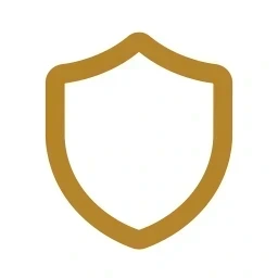 Protect shield icon gold on white