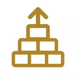 Rebuild stacking blocks icon gold white