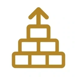 Rebuild stacking blocks icon gold white