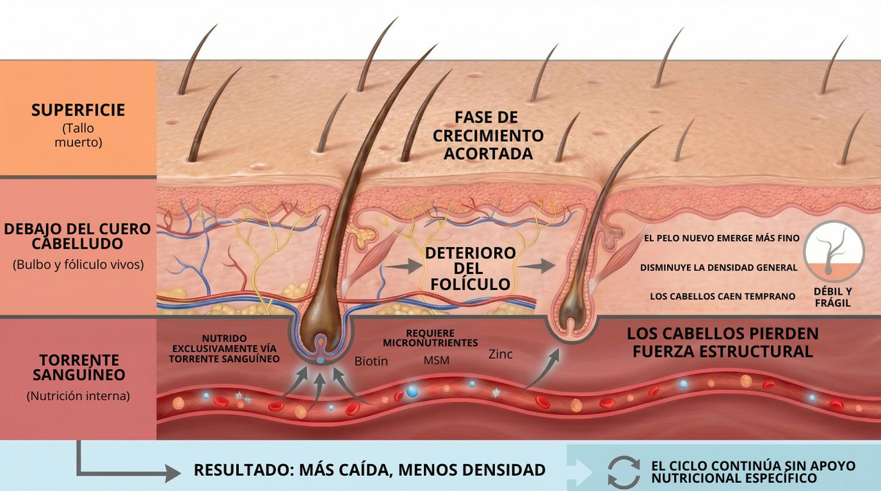 Los productos tópicos para el cuidado del cabello no pueden detener el deterioro del folículo