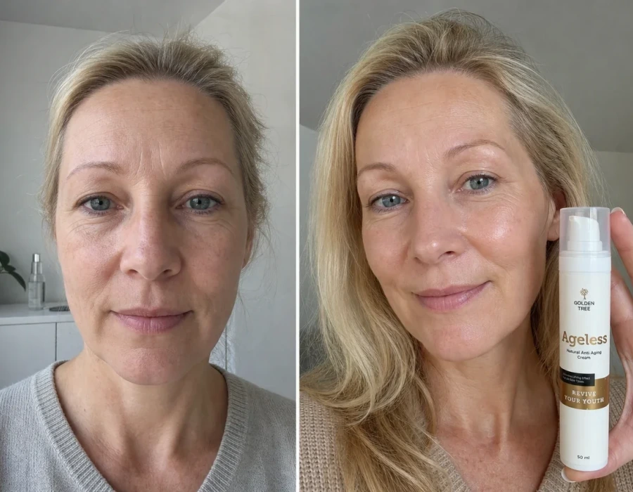 Woman 47 before and after face skin