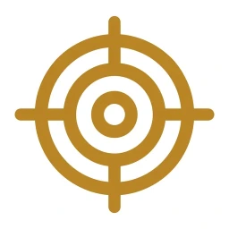 Gold target crosshair icon on white