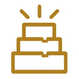 Gold stacked rebuild blocks icon white