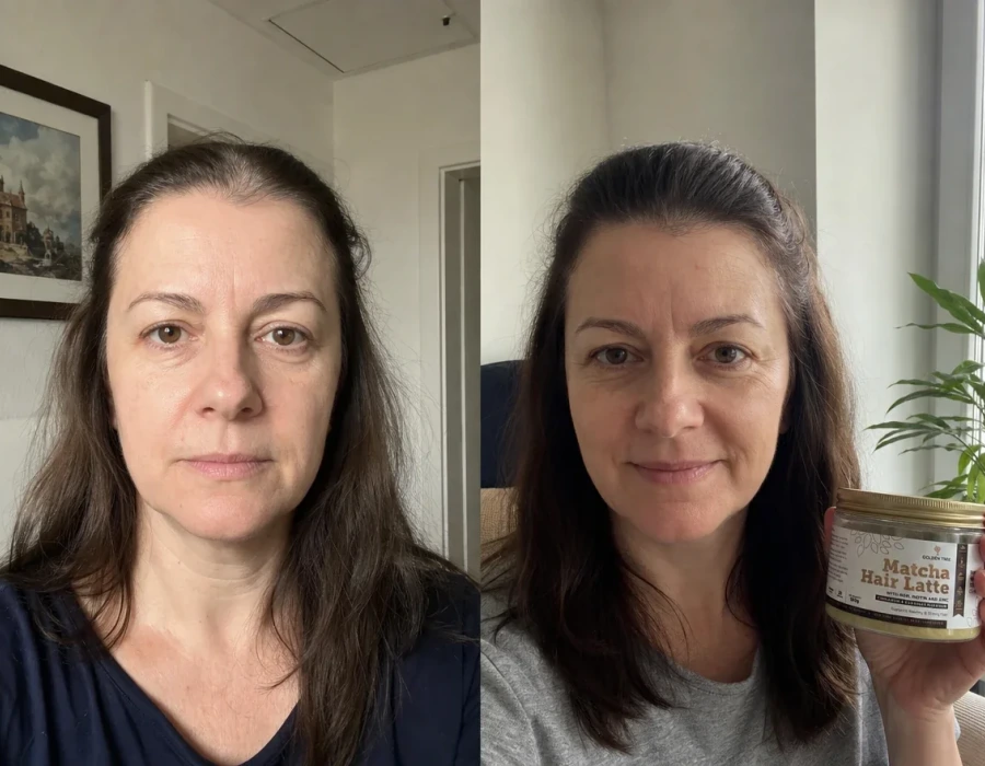 Woman s hair before and after supplement
