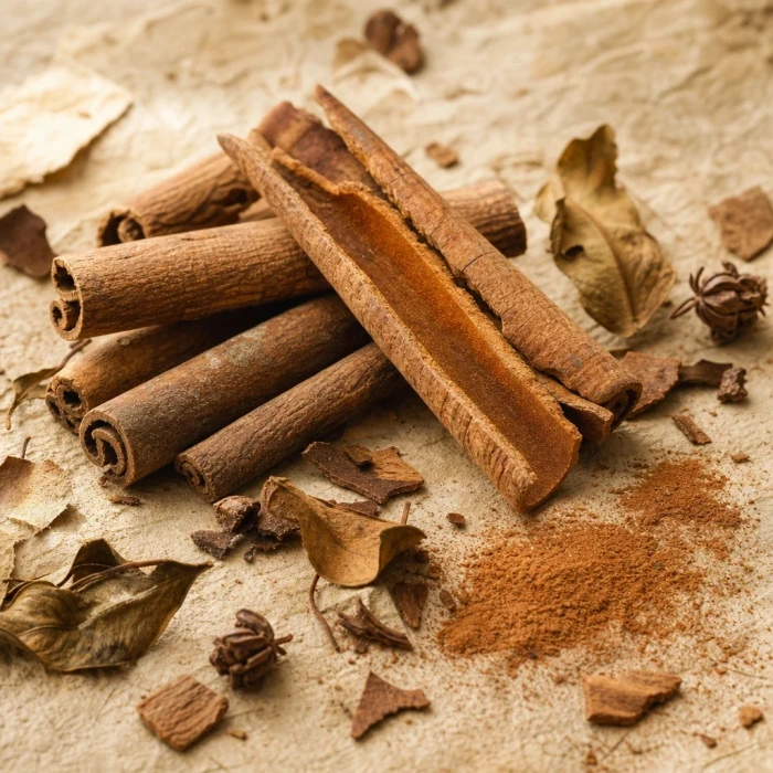 Cinnamon bark quills on handmade paper