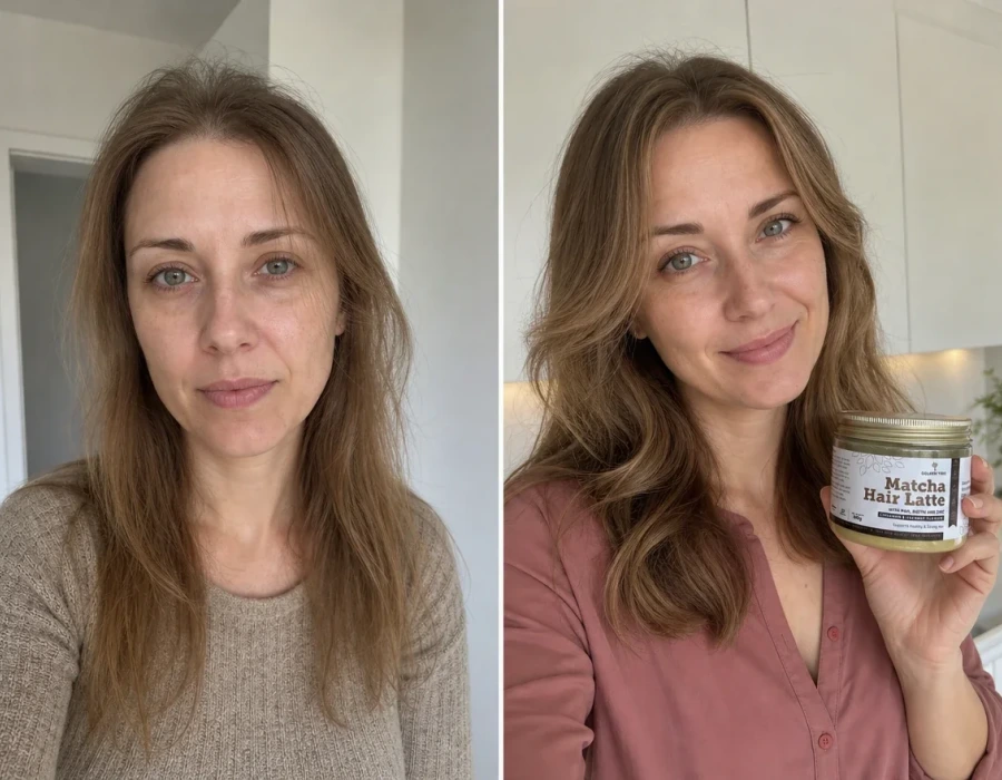 Woman s hair before and after supplement