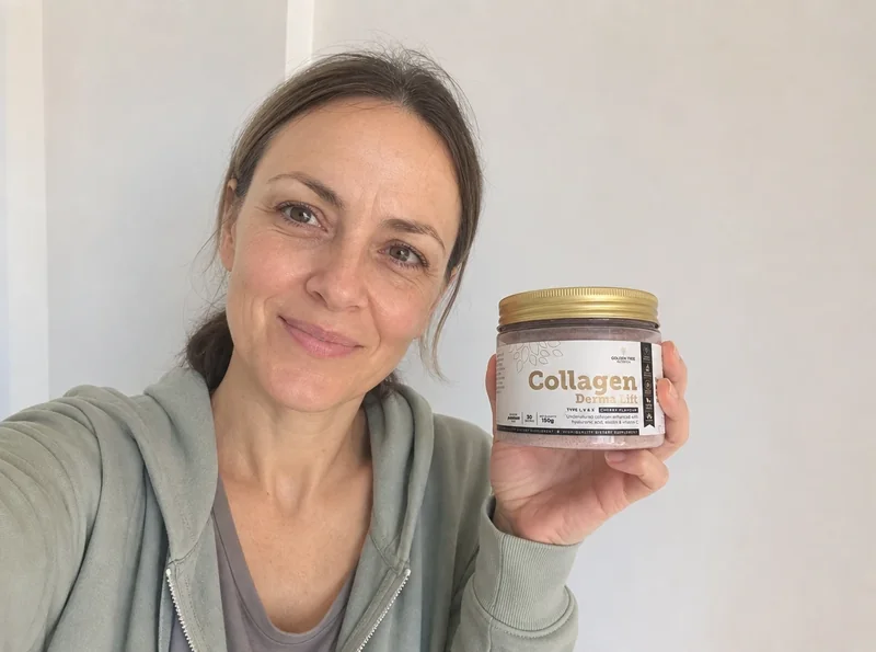 Woman holding Golden Tree Collagen Derma Lift