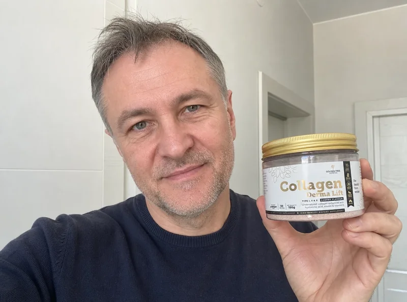 Man holding Golden Tree Collagen Derma Lift