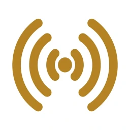 Gold radiating signal broadcast waves icon
