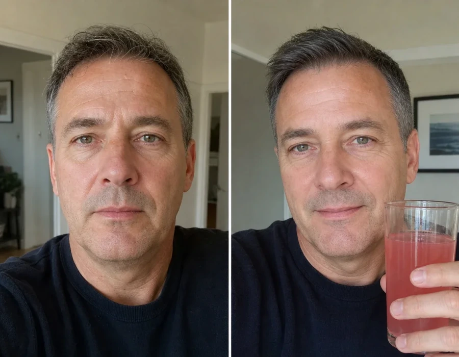 Man age 52 skin before and after