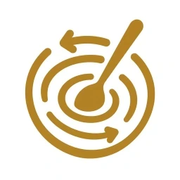 Bold gold mixing swirl step icon
