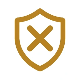 Gold shield neutralise icon white background