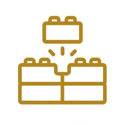Gold building blocks rebuild icon white