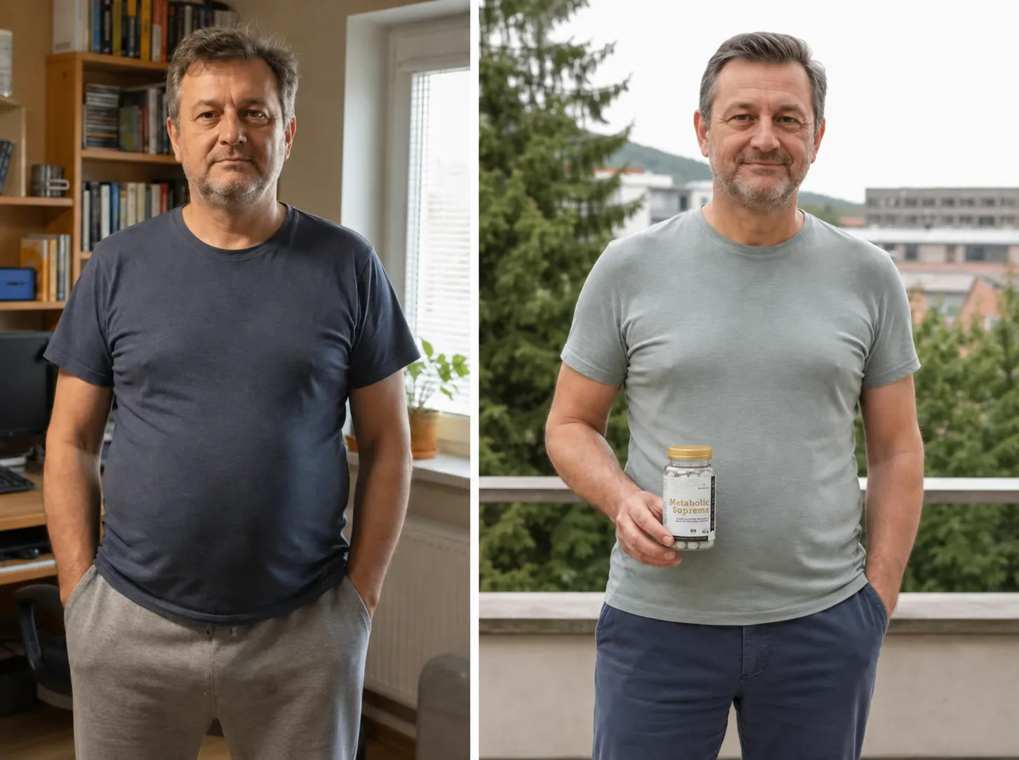 Voor-en-na-foto s van de levensstijl van een