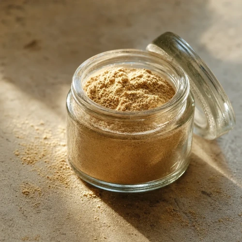 Fine powder dust in glass jar