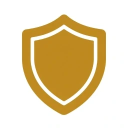 Bold gold shield protection icon