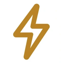 Bold gold lightning bolt activation icon