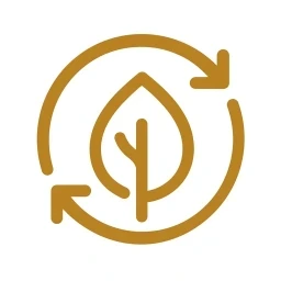 Bold gold sustain cycle icon on white