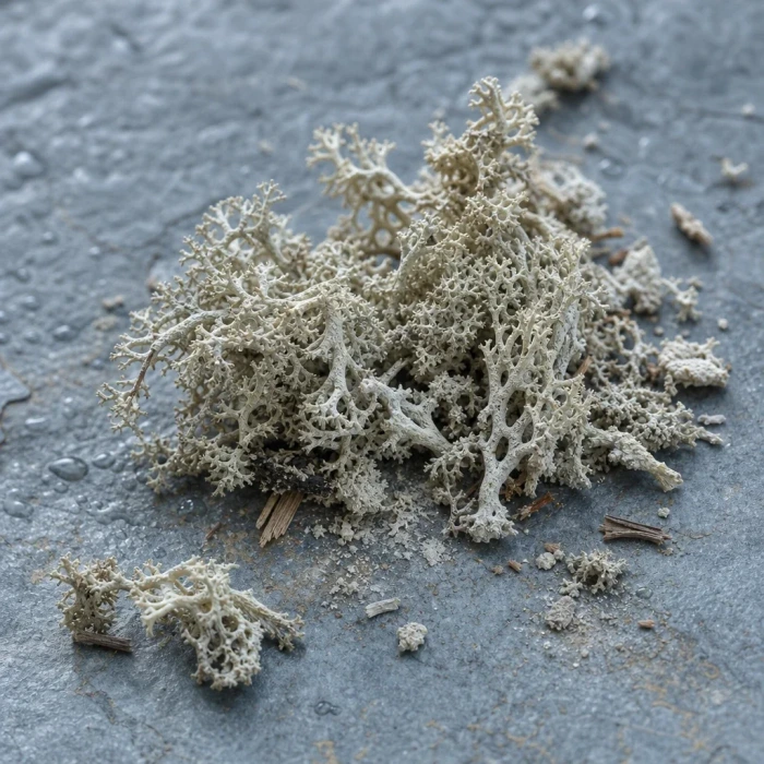 Lichen fronds on cool mineral stone