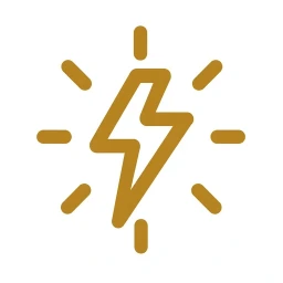Bold gold lightning bolt stimulate icon